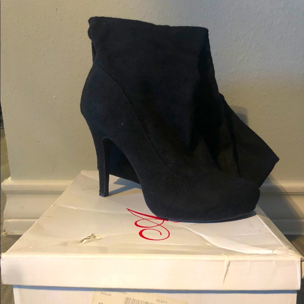Black suede knee high boots